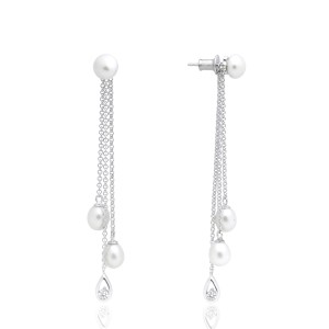 Cercei argint lungi cu lantisor si perle naturale albe DiAmanti SK17218E_W-G (Argint 925‰ 4,5 g.)